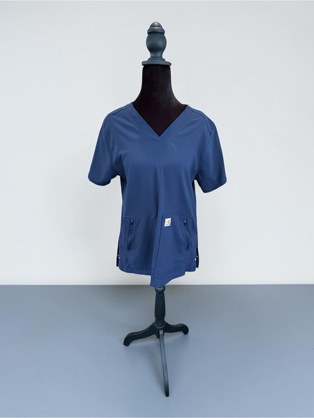 Carhartt Modern Fit Women’s V-Neck Utility Scrub Top Medium Blue EUC